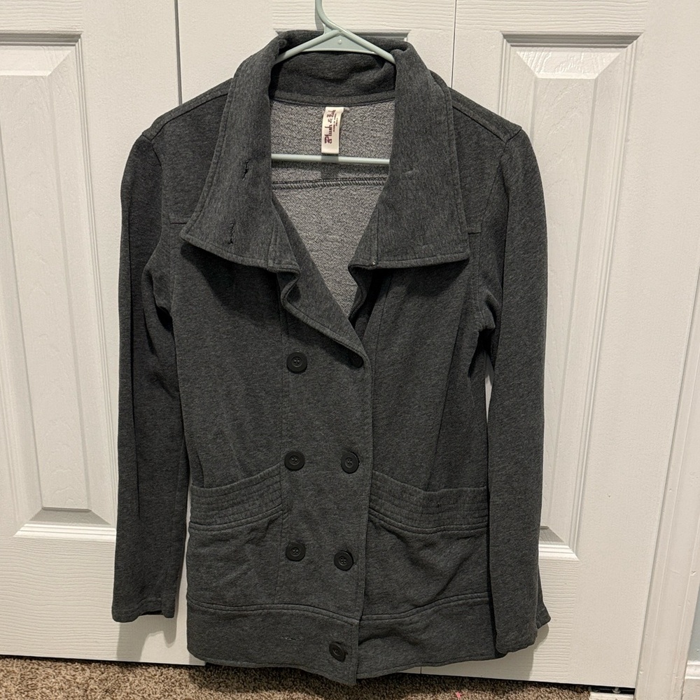 Women's Gray Double-Breasted Jacket